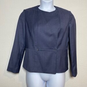 Hugo Boss Jason1 Virgin Wool Blazer Womens 10 Blue Tailored Quiet Luxury NWOT